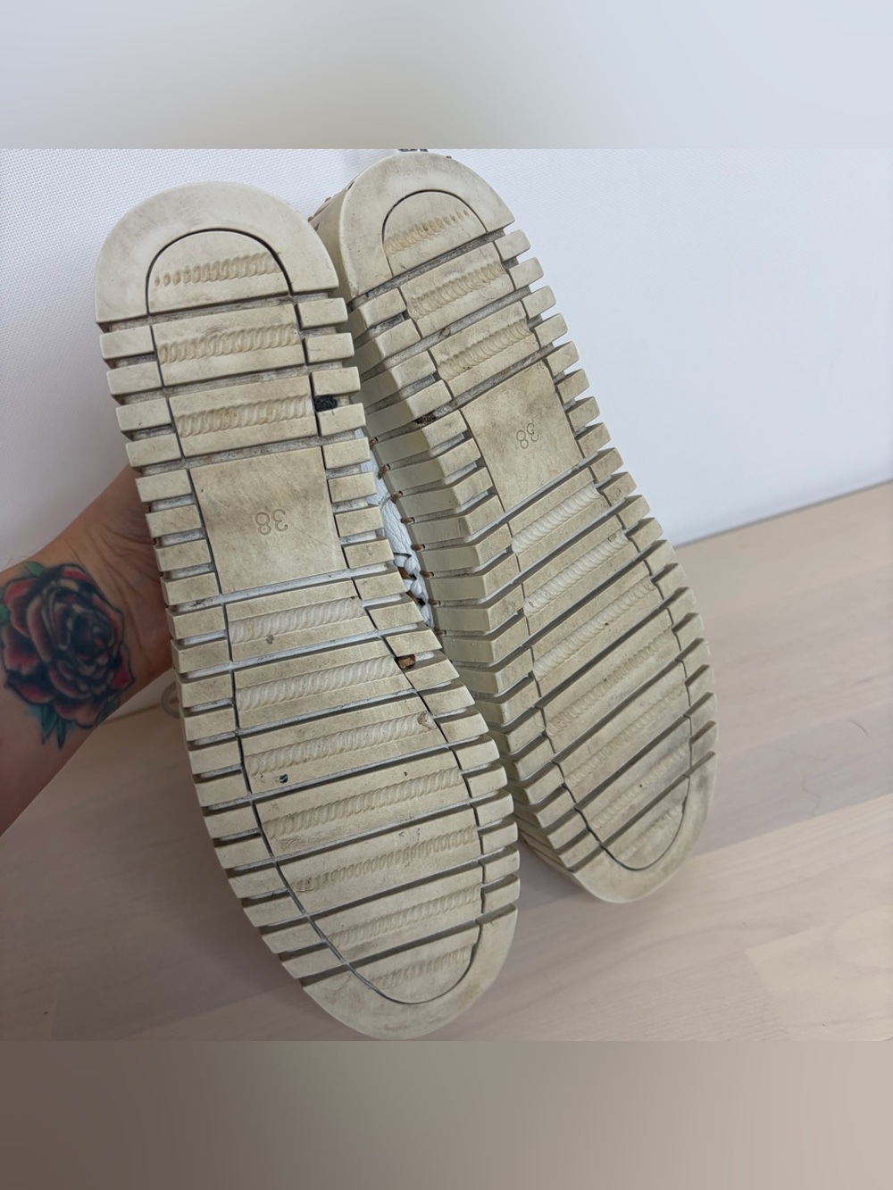 White Woven Platform Lace-Up Sneaker with Tan Trim - Picture 7 of 12